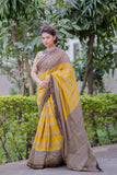 Swarnjaya- Yellow Maheshwari Silk Saree