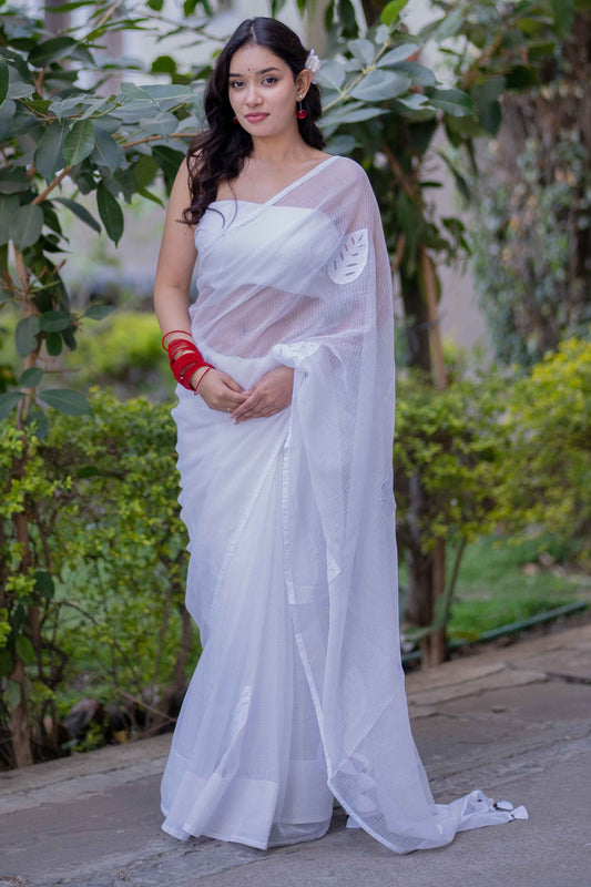 Kritika- White Kota Doria Saree