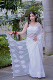 Kritika- White Kota Doria Saree