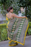 Kanakjaal- Yellow Checks Maheshwari Saree