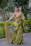 Kanakjaal- Yellow Checks Maheshwari Saree