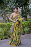 Kanakjaal- Yellow Checks Maheshwari Saree
