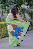 Meadow Muse- Green Handpainted Kota Saree