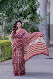 Kusumvati- Floral Maheshwari Silk Saree