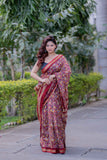 Kusumvati- Floral Maheshwari Silk Saree