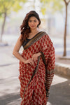 Gulchandni- Red Maheshwari Silk Saree