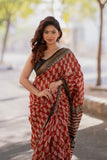 Gulchandni- Red Maheshwari Silk Saree