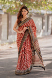Gulchandni- Red Maheshwari Silk Saree