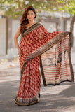 Gulchandni- Red Maheshwari Silk Saree