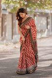 Gulchandni- Red Maheshwari Silk Saree