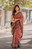 Gulchandni- Red Maheshwari Silk Saree