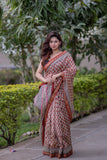 Karunmayi- Red Maheshwari Silk Saree
