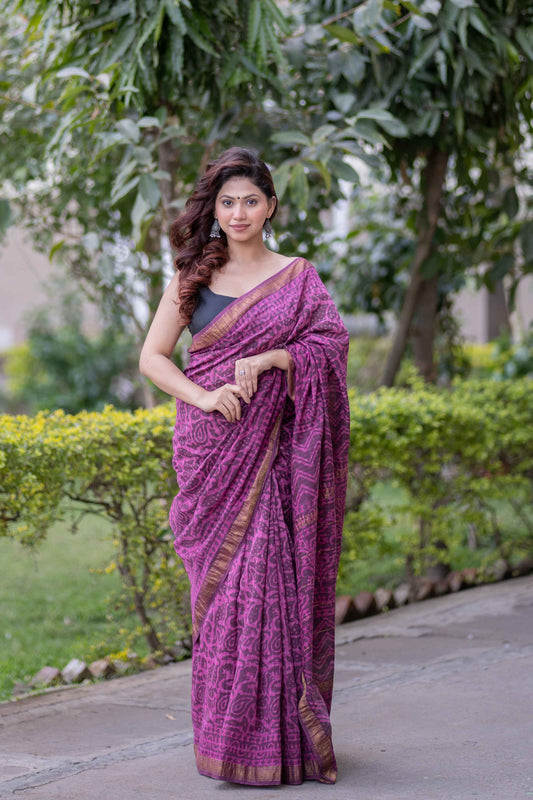Pushpavalli- Pink Maheshwari Silk Saree