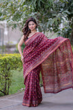 Tamrapushpi- Floral Maheshwari Silk Saree