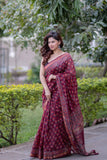Tamrapushpi- Floral Maheshwari Silk Saree