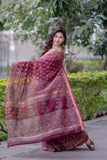 Tamrapushpi- Floral Maheshwari Silk Saree