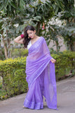 Meena - Purple Kota Doria Saree