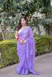 Meena - Purple Kota Doria Saree