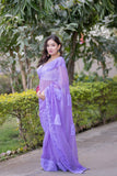 Meena - Purple Kota Doria Saree