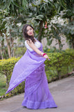 Meena - Purple Kota Doria Saree