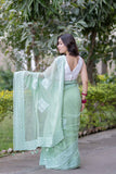 Anshika- Light Green Applique Kota Saree