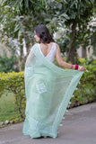 Anshika- Light Green Applique Kota Saree