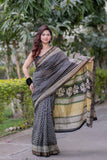 Tarakini- Black Maheshwari Silk Saree