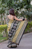 Tarakini- Black Maheshwari Silk Saree