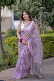 Rangchhavi- Pink Floral Kota Doria Saree
