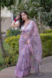 Rangchhavi- Pink Floral Kota Doria Saree