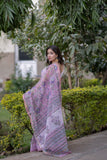 Rangchhavi- Pink Floral Kota Doria Saree