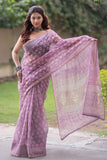 Rekhini - Purple Kota Doria Saree