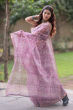 Rekhini - Purple Kota Doria Saree