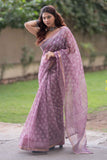 Rekhini - Purple Kota Doria Saree