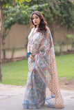 Varanika - Blue Kota Doria Saree