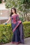 Yogita - Blue Kota Applique Saree