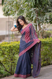 Yogita - Blue Kota Applique Saree