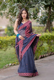 Yogita - Blue Kota Applique Saree