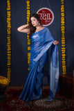 Kaanti- Blue Silver Zari Linen Saree