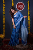 Kaanti- Blue Silver Zari Linen Saree