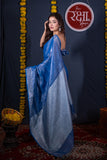 Kaanti- Blue Silver Zari Linen Saree