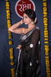 Mandakini- Embroidered Linen Saree