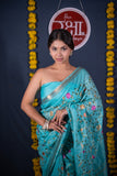 Sampanna- Blue Silk Linen Saree