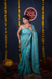 Sampanna- Blue Silk Linen Saree