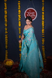 Sampanna- Blue Silk Linen Saree