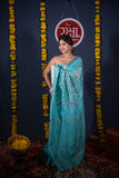 Sampanna- Blue Silk Linen Saree