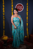 Sampanna- Blue Silk Linen Saree