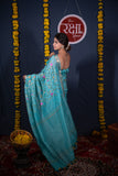 Sampanna- Blue Silk Linen Saree
