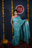Sampanna- Blue Silk Linen Saree