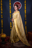 Sunahari Dhaara- Golden Zari Linen Saree